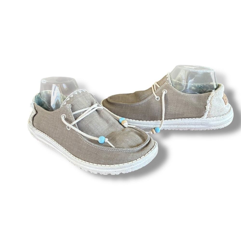 Hey Dude Wendy Natural Rosemary canvas loafers Women’s casual size 9 - Picture 2 of 7